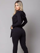 Macacão Feminino Longo com Capuz e Ziper - Ref: