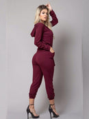 Macacão Feminino Longo com Capuz e Ziper - Ref: